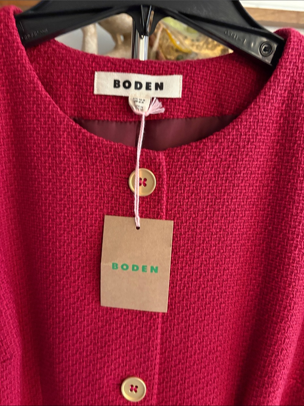 NWT Boden Charlotte Raspberry Red Button-Front Short Sleeve Belted Midi Dress - Picture 5 of 9